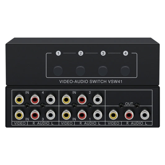 VSW41 AV 4-input 1-output RCA Lotus Interface Audio and Video Switcher - Splitter Adapter by PMC Jewellery | Online Shopping South Africa | PMC Jewellery | Buy Now Pay Later Mobicred