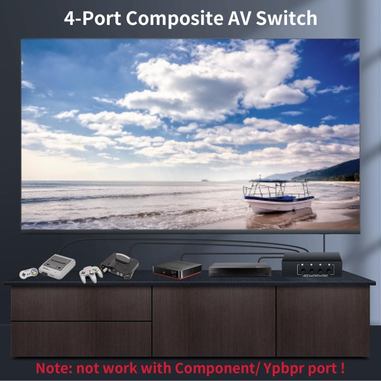 VSW41 AV 4-input 1-output RCA Lotus Interface Audio and Video Switcher - Splitter Adapter by PMC TechLife | Online Shopping South Africa | PMC TechLife | Buy Now Pay Later Mobicred