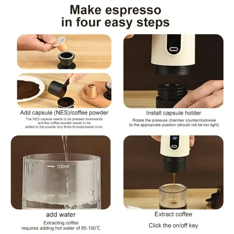 Wireless Portable Coffee Machine Compatible With Ground Coffee & NS Capsule(White) - free shipping - PMC TechLife - Order now!