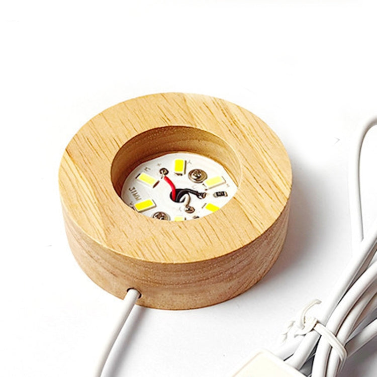 LED Light Solid Wood Luminous Base for Resin Art Acrylic Glass Lights Round 10x2cm(White Light) - free shipping - PMc TechLife - Order now!