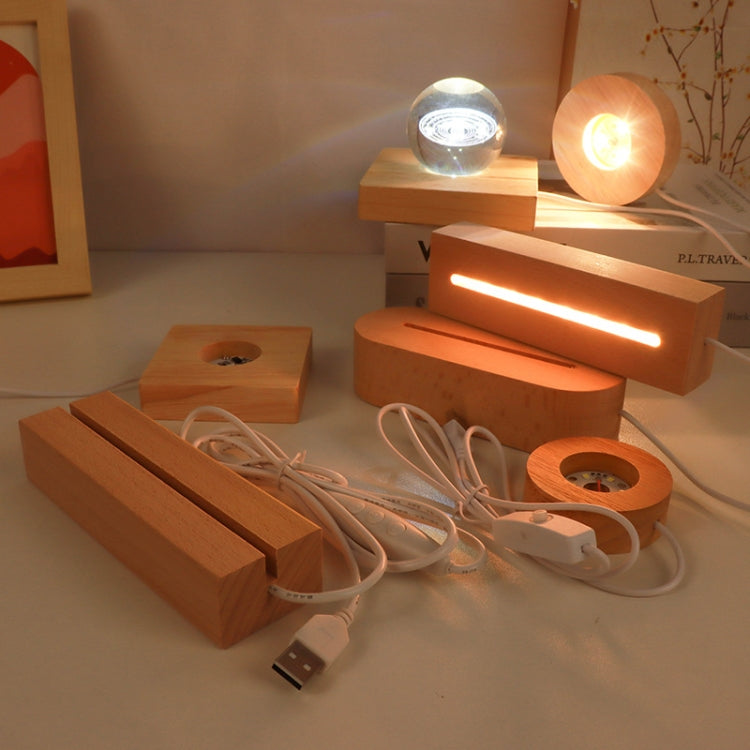 LED Light Solid Wood Luminous Base for Resin Art Acrylic Glass Lights Rectangular Slot 15cm(White Light) - free shipping - PMc TechLife - Order now!