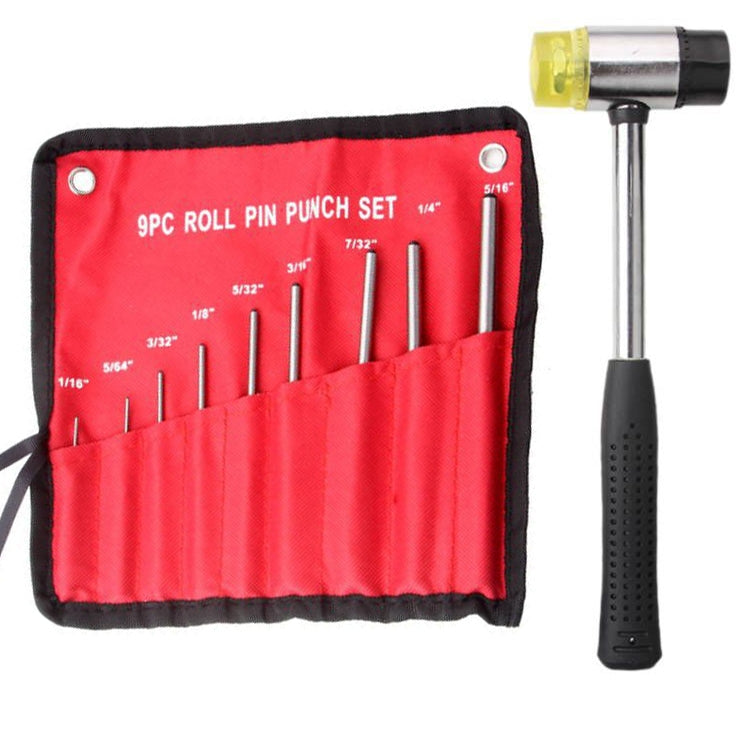 9-in-1 Heavy Duty Roll Pin Punch Set Round Punch Removal Tools, Spec: with Hammer - free shipping - PMc TechLife - Order now!