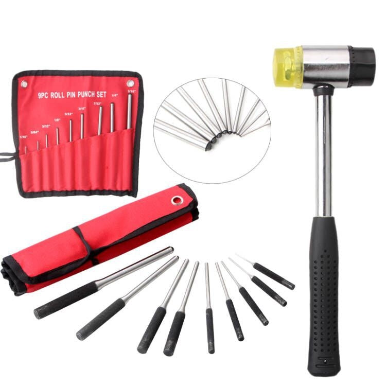 9-in-1 Heavy Duty Roll Pin Punch Set Round Punch Removal Tools, Spec: with Hammer - free shipping - PMc TechLife - Order now!