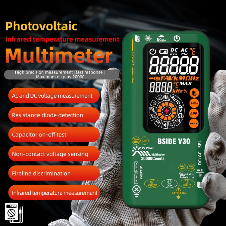BSIDE V30 Intelligent Colorful Screen PV Multimeter Infrared Thermometer - free shipping - PMC TechLife - Order now!