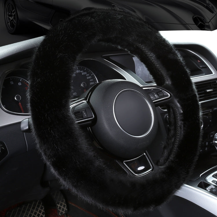 38cm Car Steering Wheel Winter Warm Short Plush Cover(O-type Black) - Steering Wheel Accessories by PMC TechLife | Online Shopping South Africa | PMC TechLife | Buy Now Pay Later Mobicred
