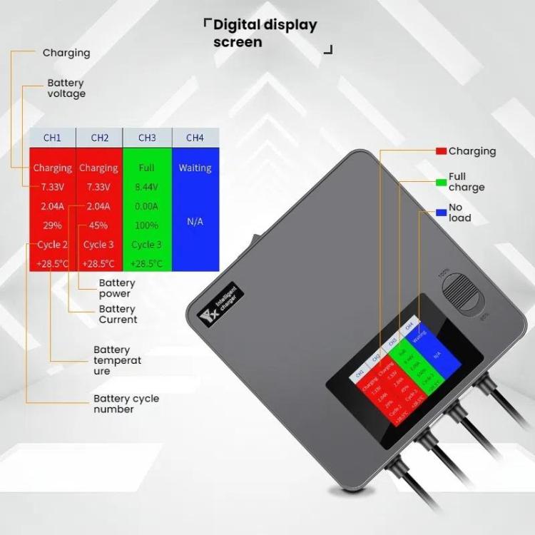 For DJI Mini 4 Pro / Mini 3 Pro / Mini 3 Color Screen Digital Display Four-Way Charger Battery Manager  EU Plug - free shipping - PMC TechLife - Order now!