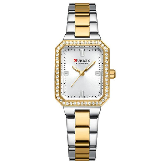 Curren Women Casual Steel Strap Watch(Gold White) - Alloy Watches by Curren | Online Shopping South Africa | PMC Jewellery | Buy Now Pay Later Mobicred