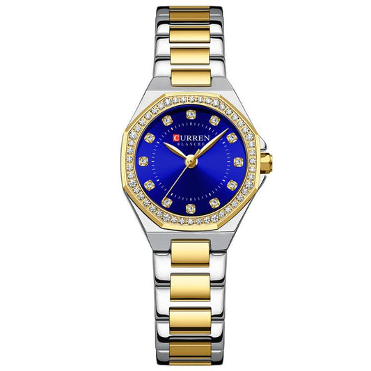 Curren Casual Steel Strap Luminous Women Watch, Color: Gold Blue - Metal Strap Watches by Curren | Online Shopping South Africa | PMC Jewellery | Buy Now Pay Later Mobicred