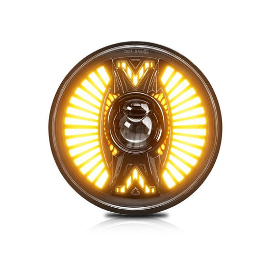 7 Inch Round Lens With Tangent Fan-Shaped Angel Eye Headlights(H4) - LED Headlamps by PMC Jewellery | Online Shopping South Africa | PMC Jewellery | Buy Now Pay Later Mobicred