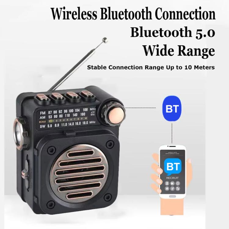 PuXing M8BT Mini Multi-band FM / AM / SW Radio with LED Flashlight - free shipping - PMC TechLife - Order now!