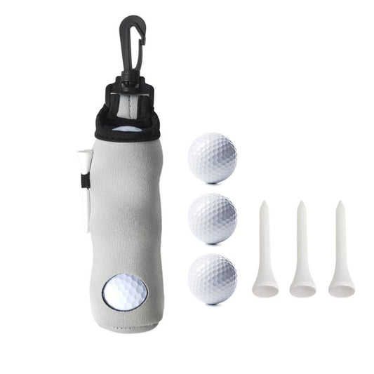 Neoprene Golf Ball Sleeve With 3 Balls 3 Tees Set Storage Pouch Waist Bag(Light Gray) - Golf Accessories by PMC Jewellery | Online Shopping South Africa | PMC Jewellery | Buy Now Pay Later Mobicred