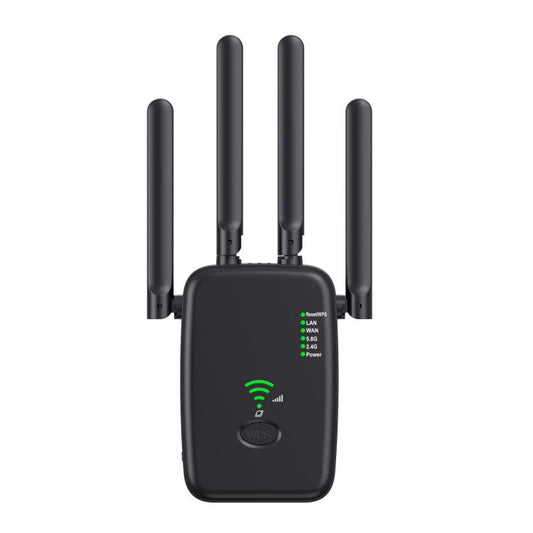 Urant U11 1200Mbps 2.4G&5.8G Wireless Repeater WiFi Signal Amplifier Support WPS Quick Setting EU Plug Black - Broadband Amplifiers by Urant | Online Shopping South Africa | PMC Jewellery | Buy Now Pay Later Mobicred