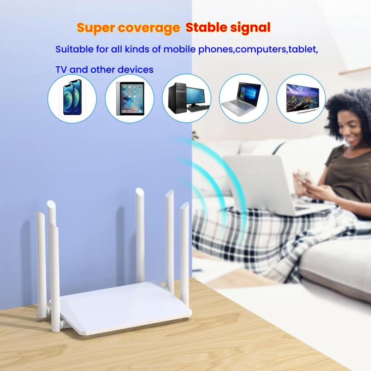 Urant 1200Mbps Wireless Router Supports AP Broadband Dial-up With 6x5dB Antenna US Plug - free shipping - PMC TechLife - Order now!