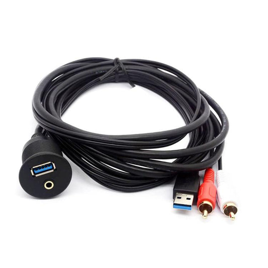 2m USB3.0+2RCA Car Waterproof Cable Motorcycle Panel Boat Instrumentation Wire - DIY Cables by PMC Jewellery | Online Shopping South Africa | PMC Jewellery | Buy Now Pay Later Mobicred