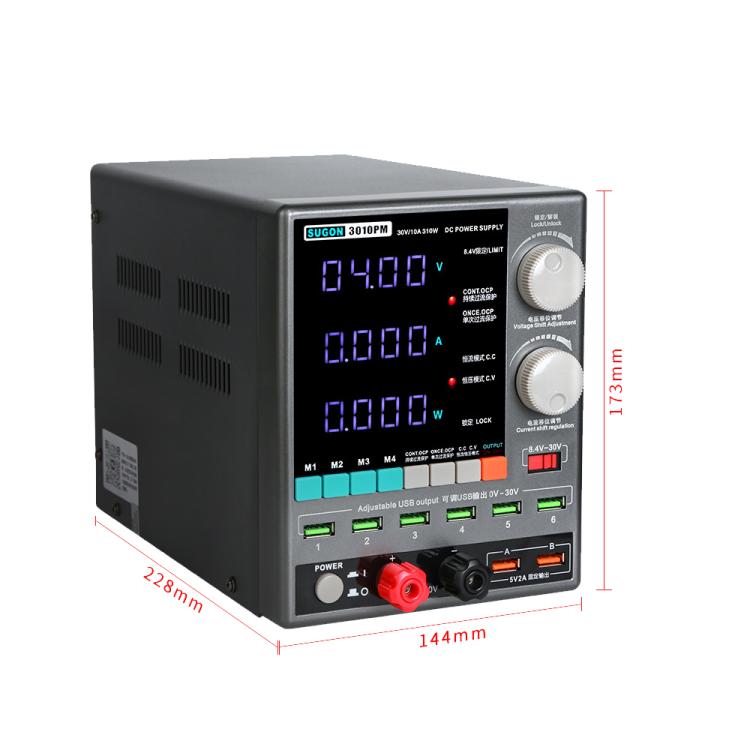 SUGON 3010PM 150W 30V 10A 4 Digital Display Cell Phone Repair Power Meter EU Plug - free shipping - PMC TechLife - Order now!