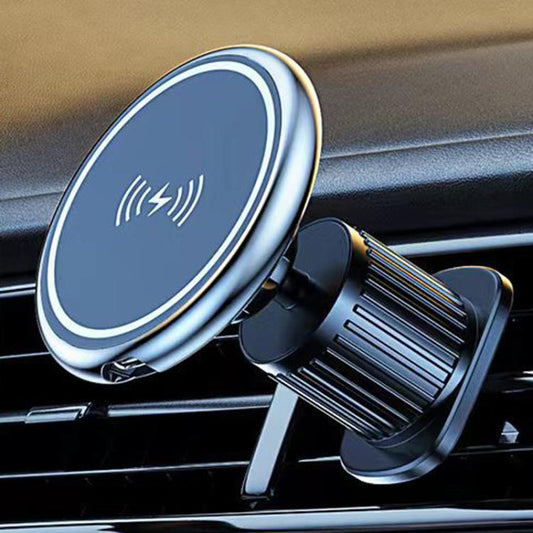 15W Car Magnetic Wireless Charging Phone Holder Alloy Base, Spec: Air Outlet Silver - Wireless Charger Holders by PMC Jewellery | Online Shopping South Africa | PMC Jewellery | Buy Now Pay Later Mobicred