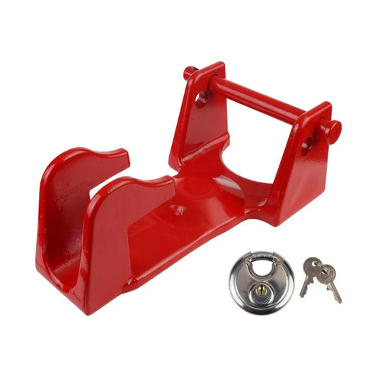 Coupler Gooseneck Hitch Trailer Lock For Heavy Trailer Transporter RV, Color: Red + Key Lock - Towing Bars by PMC Jewellery | Online Shopping South Africa | PMC Jewellery | Buy Now Pay Later Mobicred