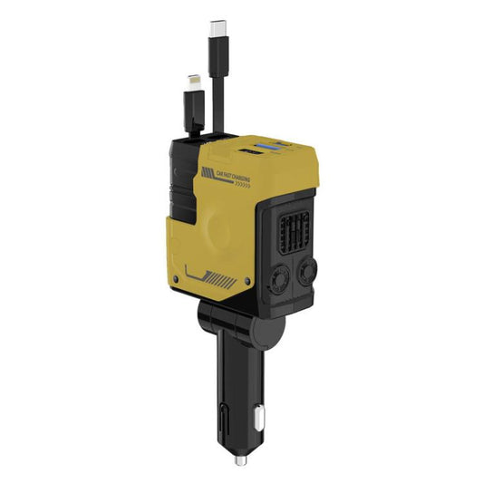 A1 Car 4 In 1 Digital Fast Charger With Retractable Cable(Yellow) - Car Charger by PMC Jewellery | Online Shopping South Africa | PMC Jewellery | Buy Now Pay Later Mobicred