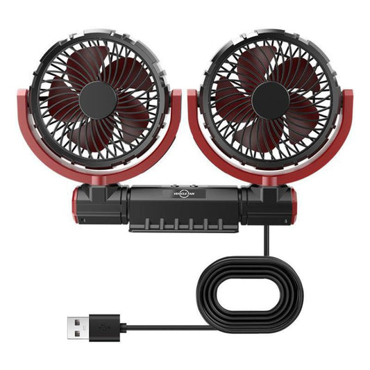 F7201 Car Foldable Rotating USB Dual-Head Fan(Black And Red) - Heating & Fans by PMC Jewellery | Online Shopping South Africa | PMC Jewellery | Buy Now Pay Later Mobicred