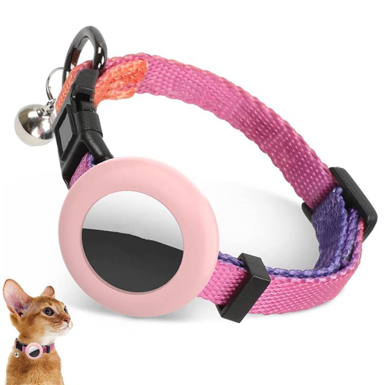 For AirTag Tracker Silicone Case Rainbow Gradient Pet Cat Collar With Bell(Gradient Orange) - free shipping - PMC TechLife - Order now!