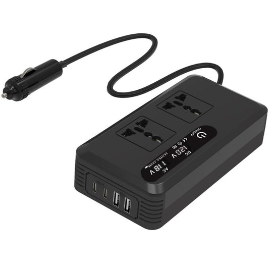 Gurxun Dual Digital Display Car Inverter With 2 USB+2 Type-C Ports Universal Plug 220V - Modified Square Wave by Gurxun | Online Shopping South Africa | PMC Jewellery | Buy Now Pay Later Mobicred