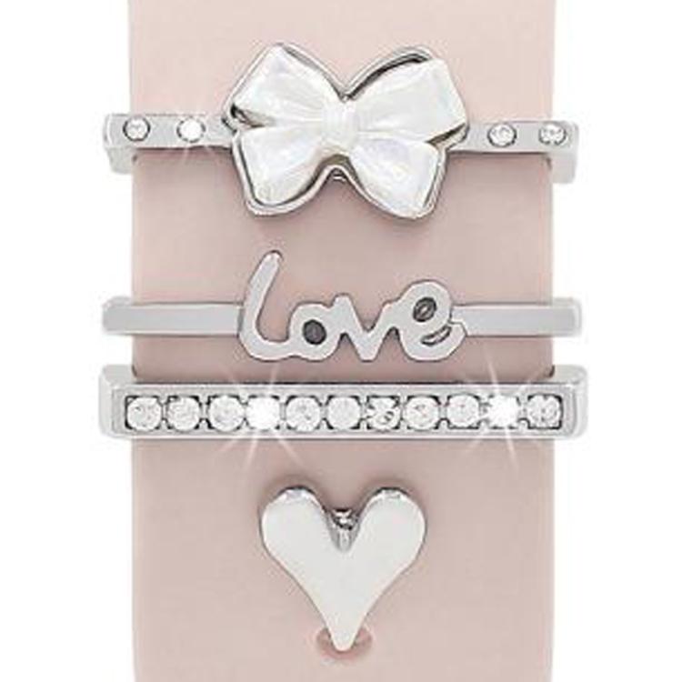4pcs / Set 22mm Width Smart Watch Silicone Band Decorative Ring Metal Accessories(Love Heart Silver) - Watch Decorations by PMC TechLife | Online Shopping South Africa | PMC TechLife | Buy Now Pay Later Mobicred