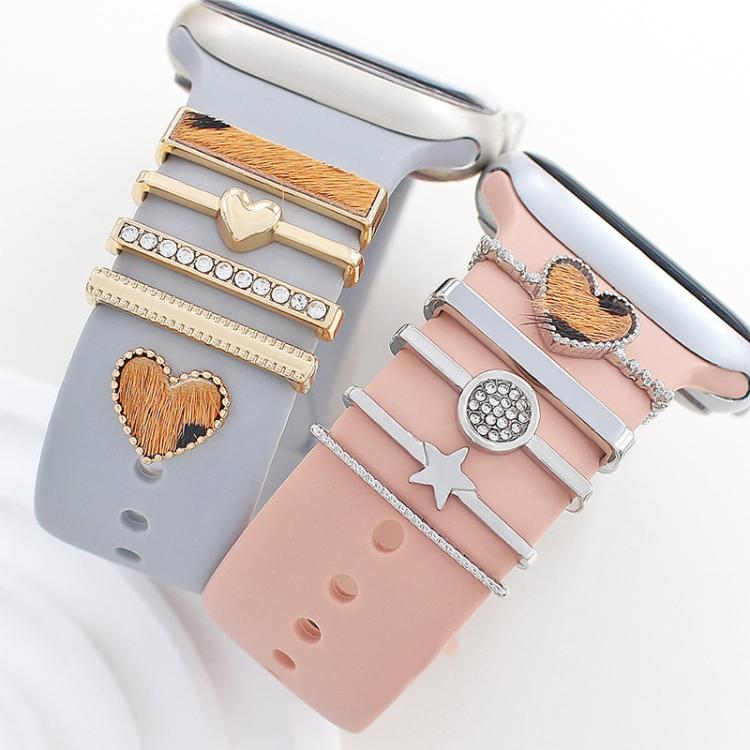 22mm Width Smart Watch Silicone Band Decorative Ring Metal Accessories, Style: Dog Paw Silver - free shipping - PMc TechLife - Order now!