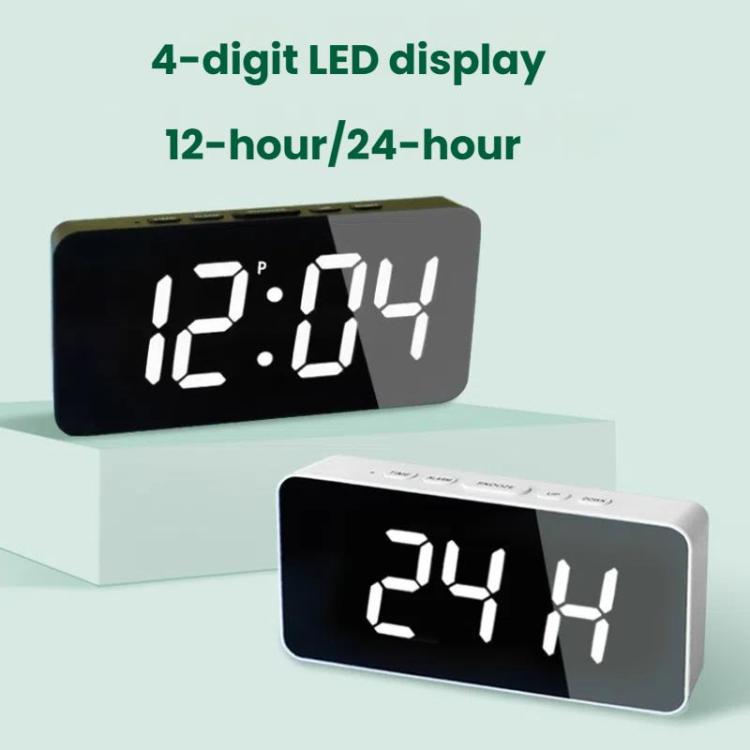 LED Mirror Digital Clock with Type-C Charging Port & 18650 Battery Compartment (Battery Not Included)(White+Blue) - Alarm Clocks by PMc TechLife | Online Shopping South Africa | PMc TechLife | Buy Now Pay Later Mobicred