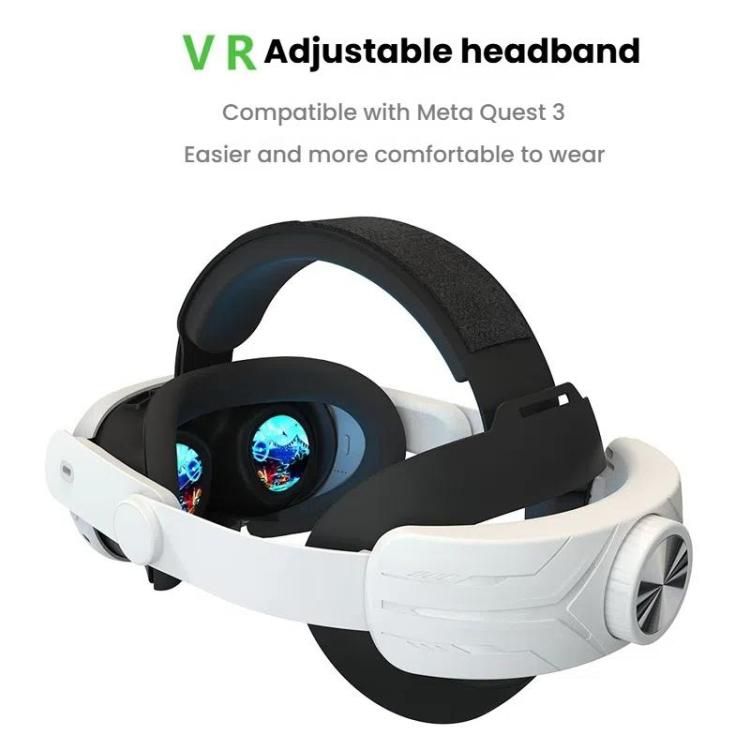 For Meta Quest 3 / 3S Adjustable Headband No Face Pressure VR Head Strap Accessories(Black White) - VR Accessories by PMc TechLife | Online Shopping South Africa | PMc TechLife | Buy Now Pay Later Mobicred