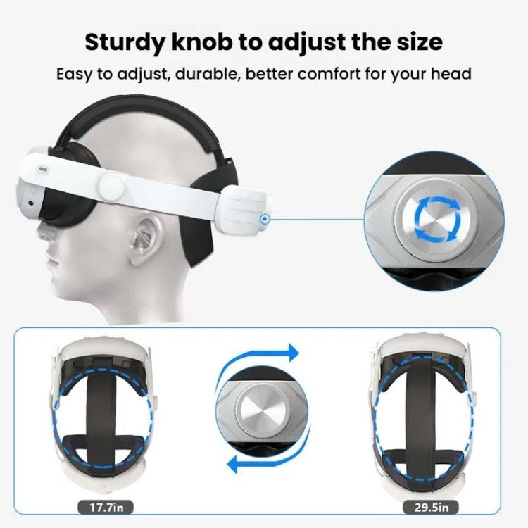 For Meta Quest 3 / 3S Adjustable Headband No Face Pressure VR Head Strap Accessories(Black White) - VR Accessories by PMc TechLife | Online Shopping South Africa | PMc TechLife | Buy Now Pay Later Mobicred