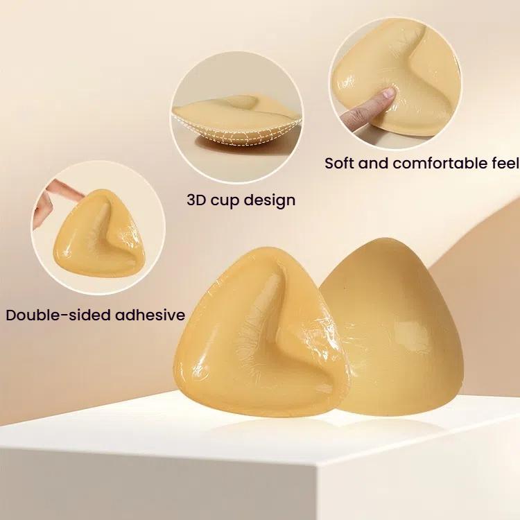 Double-Sided Silicone Thickened Inserts Gather Triangle Breast Pads, Size: S/A(Medium Skin Color With Orange Box) - free shipping - PMC TechLife - Order now!