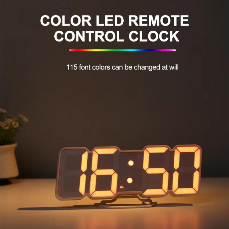 RGB Color Changing 3D Digital Clock With Voice Control, Adjustable Brightness, Temperature Display & Remote, Spec: Ordinary Black - free shipping - PMC TechLife - Order now!