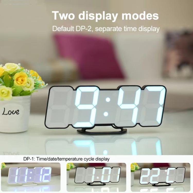 RGB Color Changing 3D Digital Clock With Voice Control, Adjustable Brightness, Temperature Display & Remote, Spec: Ordinary White - free shipping - PMC TechLife - Order now!