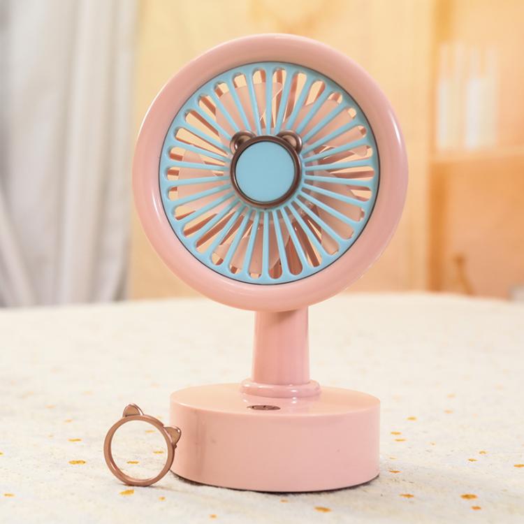 Student USB Small Desktop Fan Replaceable Animal Ears Multi-Speed Lithium Battery Mute Fan, Color: Pink Bear - free shipping - PMc TechLife - Order now!