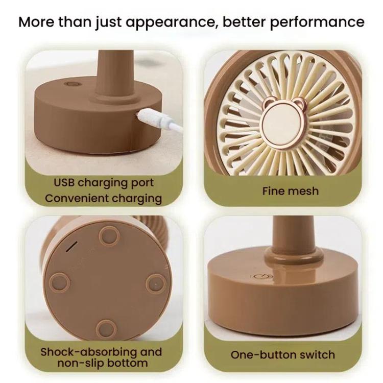 Student USB Small Desktop Fan Replaceable Animal Ears Multi-Speed Lithium Battery Mute Fan, Color: Pink Bear - free shipping - PMc TechLife - Order now!