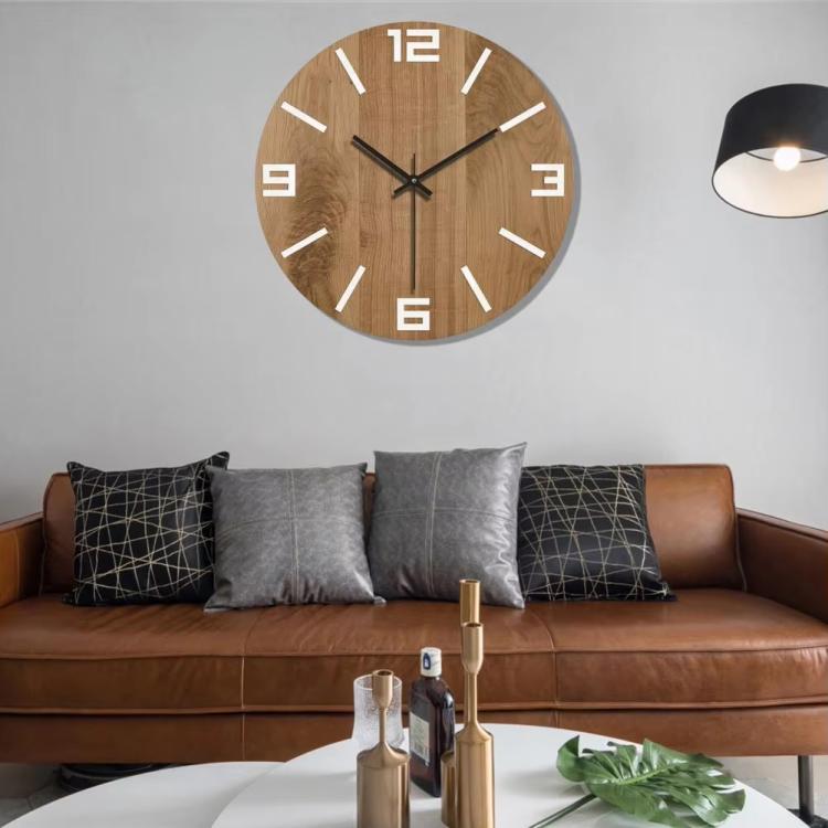 12-inch Imitation Wood Grain Texture Decorative Wall Clock Silent Quartz Clock Holiday Gift HR-CMW13 - free shipping - PMC TechLife - Order now!