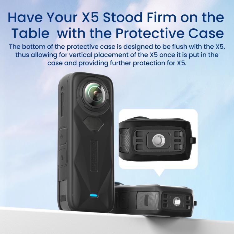 aMagisn Body Case+Lens Cap For Insta360 X5 Action Camera Protective Accessories Gray - free shipping - PMC TechLife - Order now!