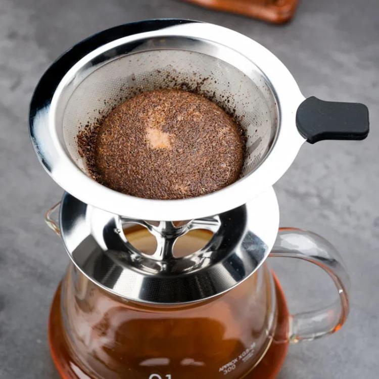 V60 Stainless Steel Coffee Filter with Base for Pour Over Brewing, Spec: 1-8 Cups 300-mesh - free shipping - PMC TechLife - Order now!