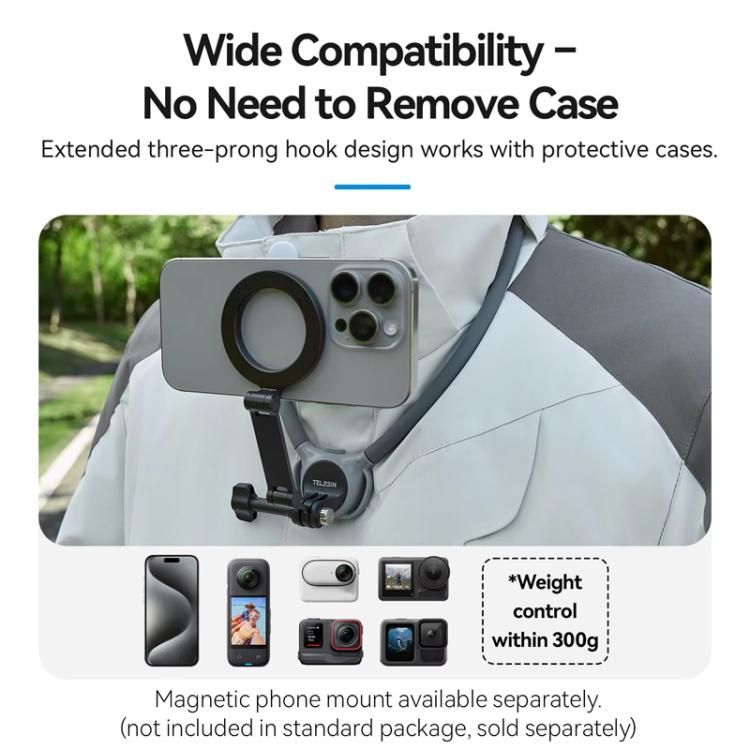 TELESIN Action Camera Neck Holder SE2.0 POV Perspective Bracket With Adjustable Chest Strap(Black) - free shipping - PMC TechLife - Order now!