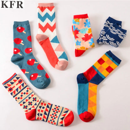 Funny Cute Happy Socks Womens Men Print Casual Harajuku Socks( Square) - Tube Socks by PMC Jewellery | Online Shopping South Africa | PMC Jewellery