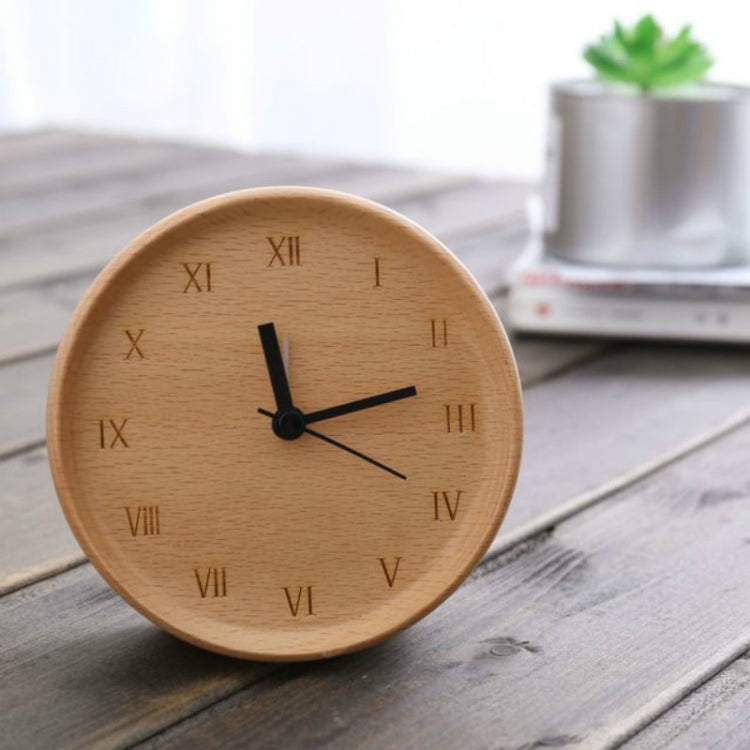 Simple Home Study Solid Wood Decorative Bedside Beech Alarm Clock(Round Greek) - Novelty Clock by PMc TechLife | Online Shopping South Africa | PMc TechLife | Buy Now Pay Later Mobicred