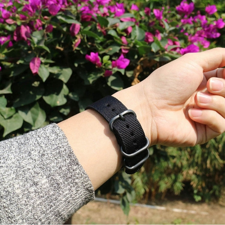 Washable Nylon Canvas Watchband, Band Width:24mm(Black with Silver Ring Buckle) - Watch Bands by PMC TechLife | Online Shopping South Africa | PMC TechLife | Buy Now Pay Later Mobicred