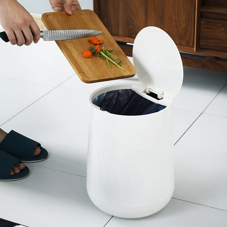 Household Plastic Push-type Spring-Cover Garbage Storage Bucket(White) - free shipping - PMc TechLife - Order now!