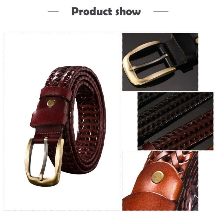 Wide Edition Hand Woven Lacquered Genuine Leather Waistband for Men, Belt Length:120cm(Wine Red) - Belts by PMC Jewellery | Online Shopping South Africa | PMC Jewellery