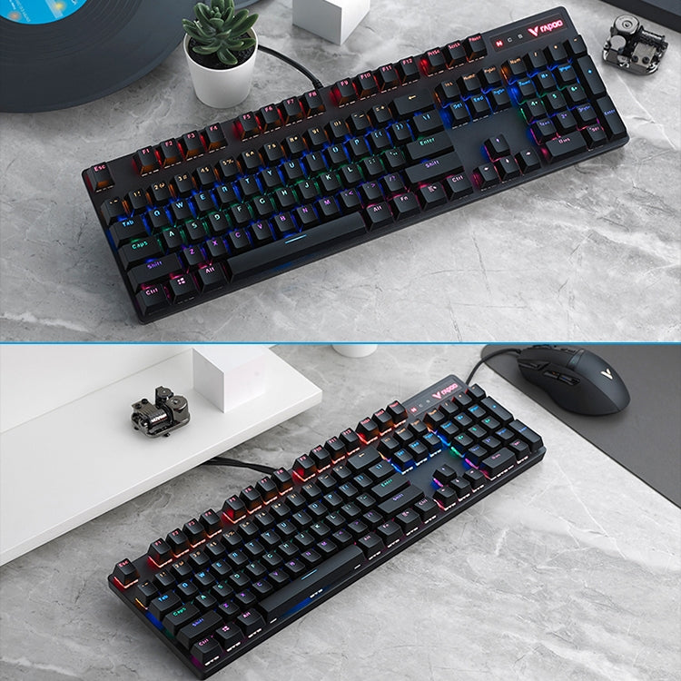 Rapoo V500 PRO Mixed Light 104 Keys Desktop Laptop Computer Game Esports Office Home Typing Wired Mechanical Keyboard(Tea Shaft) - Wired Keyboard by Rapoo | Online Shopping South Africa | PMC Jewellery | Buy Now Pay Later Mobicred