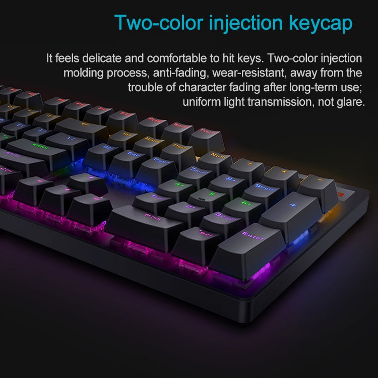 Rapoo V500 PRO Mixed Light 104 Keys Desktop Laptop Computer Game Esports Office Home Typing Wired Mechanical Keyboard(Red Shaft) - Wired Keyboard by Rapoo | Online Shopping South Africa | PMC Jewellery | Buy Now Pay Later Mobicred