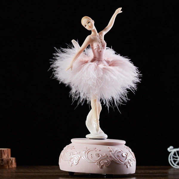 Elegant Refined Ballerina Dance Carousel Music Box Barbie Feather Music Box(Pink) - Music Box by PMC Jewellery | Online Shopping South Africa | PMC Jewellery