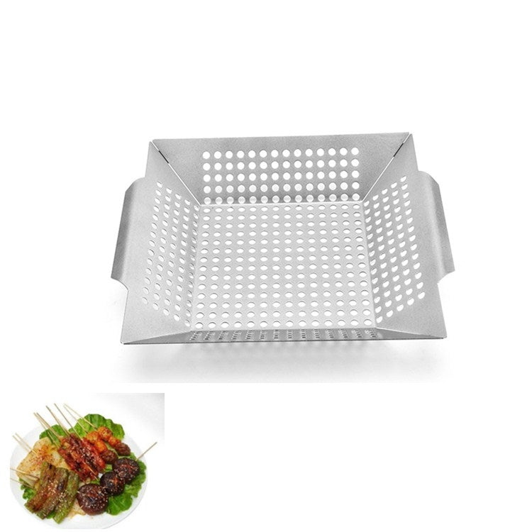 Stainless Steel Square Grill Leak Tray With Hole Grill Tray Outdoor Grill Tool BBQ Vegetables 12 inch Grill Tray - Cookwares & Tablewares by PMC Jewellery | Online Shopping South Africa | PMC Jewellery