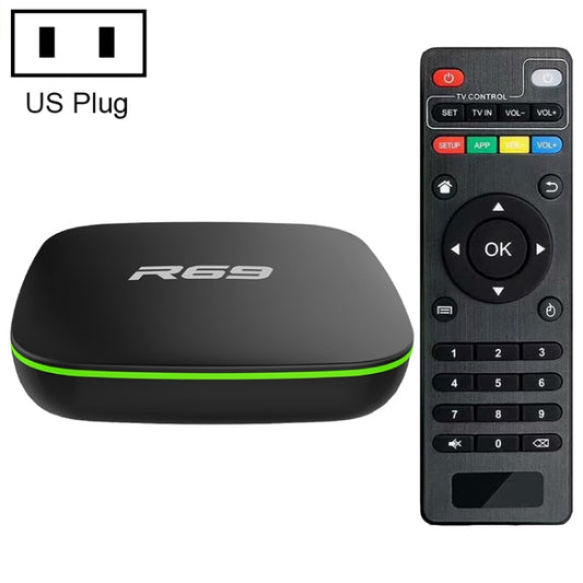 R69 1080P HD Smart TV BOX Android 4.4 Media Player wtih Remote Control, Quad Core Allwinner H3, RAM: 2GB, ROM: 16GB, 2.4G WiFi, LAN, US Plug - Allwinner H3 by PMC Jewellery | Online Shopping South Africa | PMC Jewellery | Buy Now Pay Later Mobicred