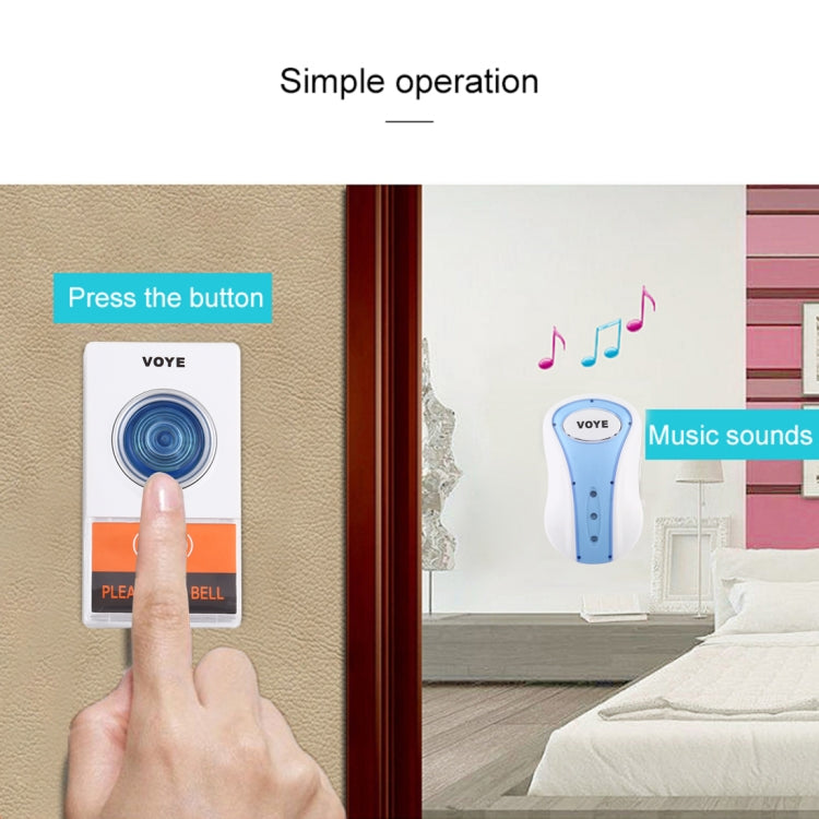 VOYE V008A Home Music Remote Control Wireless Doorbell with 38 Polyphony Sounds, US Plug(White) - Wireless Doorbell by VOYE | Online Shopping South Africa | PMc TechLife | Buy Now Pay Later Mobicred